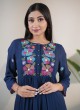 A-Line Soft Cotton Kurti In Blue Color